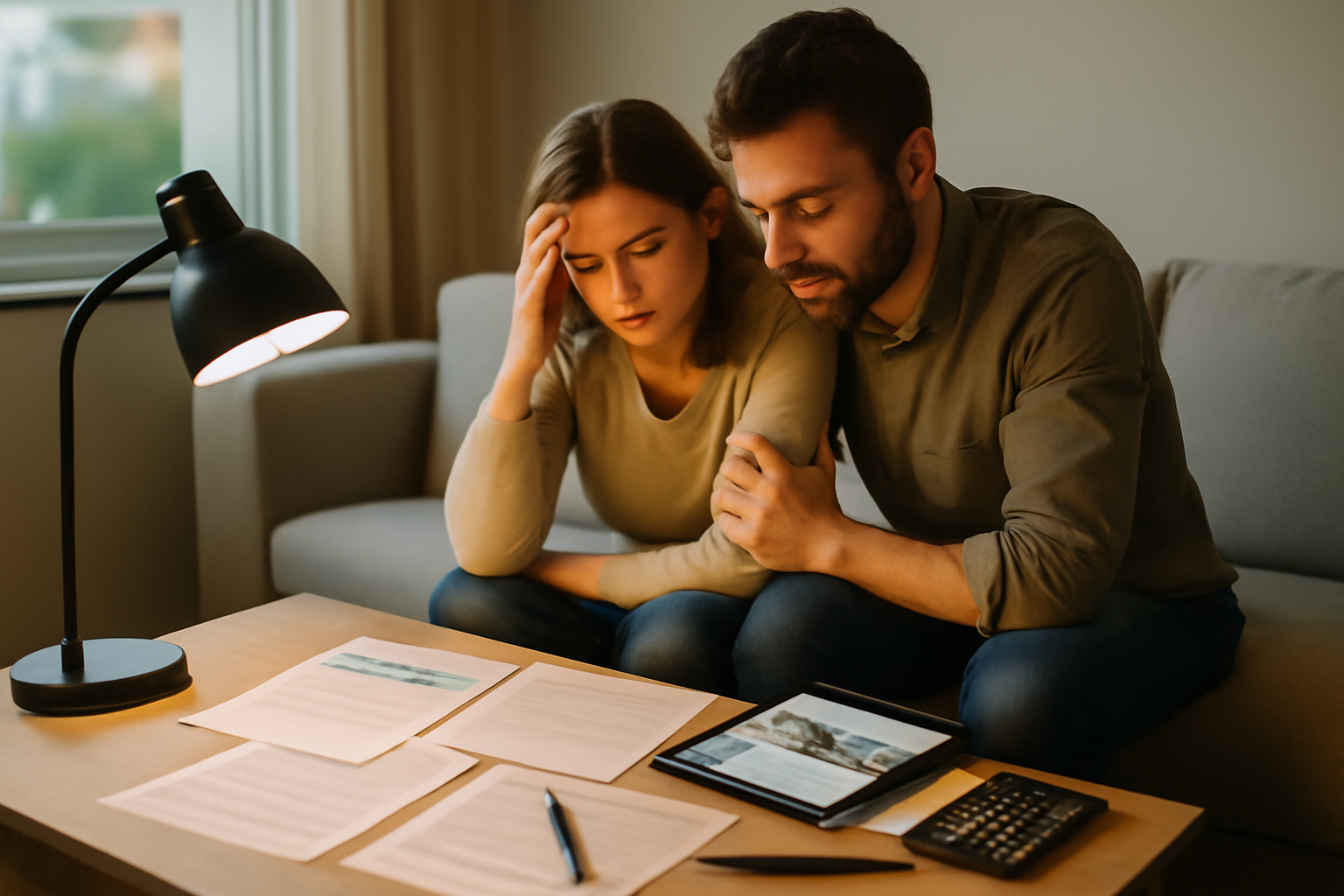 Photo réaliste d’une personne consultant un ilbi blog sur tablette près de documents immobiliers et un DPE, lumière naturelle